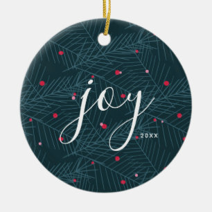 Joy Spruce Foliage with Berries Anpassningsbar jul Julgransprydnad Keramik
