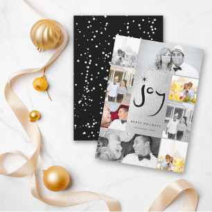 Joy & Star Push Script Faux Foil Snyggt 6 Photo Julkort