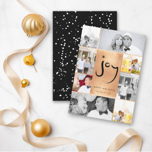 Joy & Star Push Script Faux Foil Snyggt 6 Photo Julkort