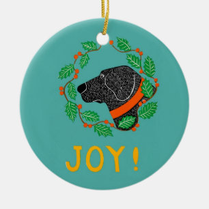 Joy Svart lab Ornament av Stephen Huneck