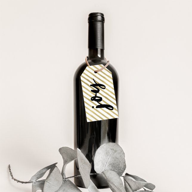 Joy | Svart och faux Guld Rand Helgdag Presentetikett (Skapare uppladdad)