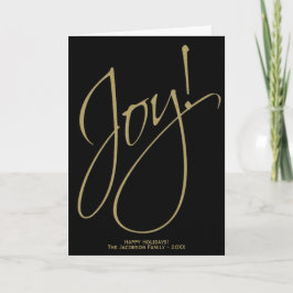 Joy! Svart och Guld-Elegant - minimalt fotomjul Kort