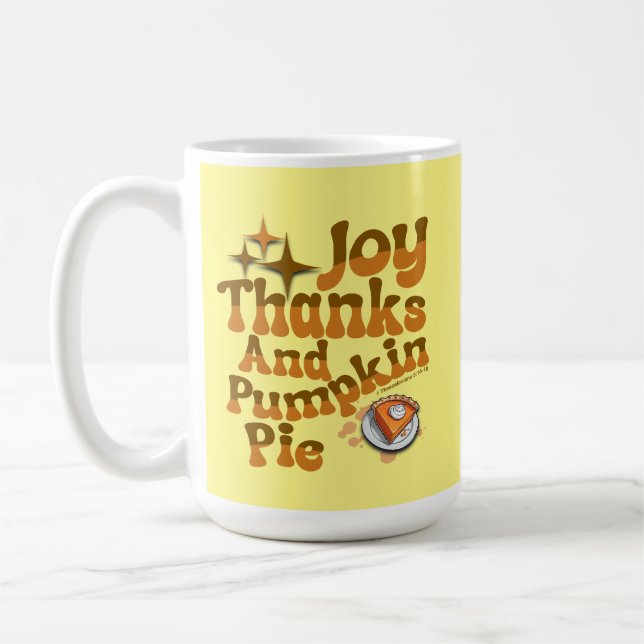 Joy, Tack och Pumpkin Paj - 1 Thessaloniki 5:1 Kaffemugg (Vänster)