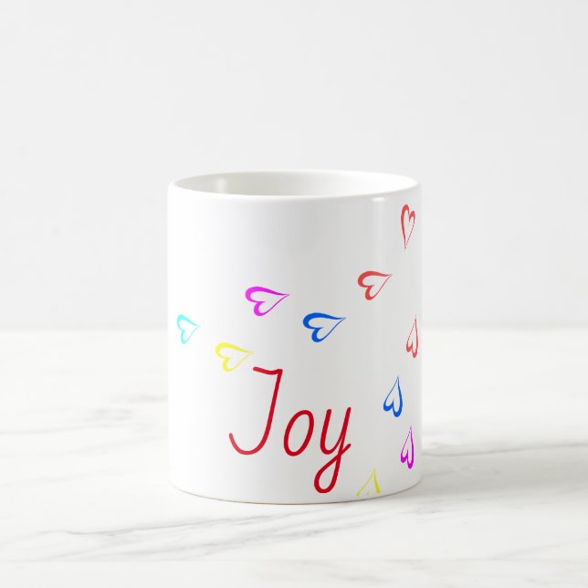 Joy text färglös hjärtan kaffemugg (Center)