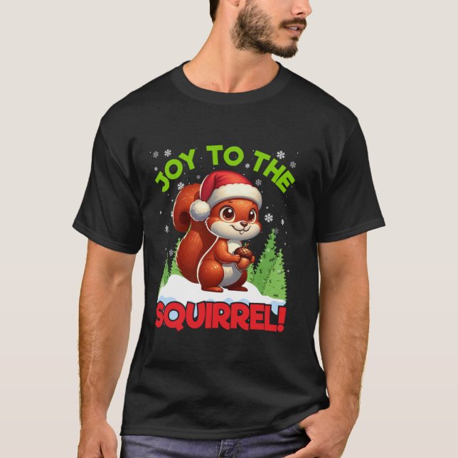 Joy till ekorren jul Santa Hat Ljus Aco T Shirt (Framsida)