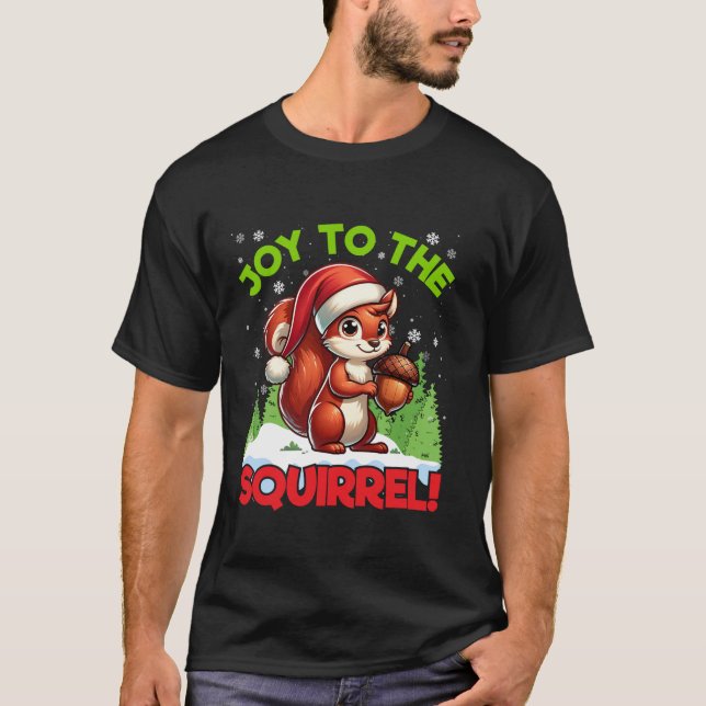 Joy till ekorren jul Santa Hat Ljus Aco T Shirt (Framsida)