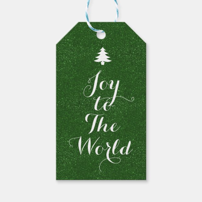 Joy till Grönten Glitter Presentetikett (Framsidan)