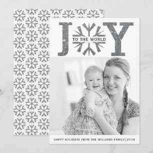 Joy till silver grått-snöflingan Jul Julkort