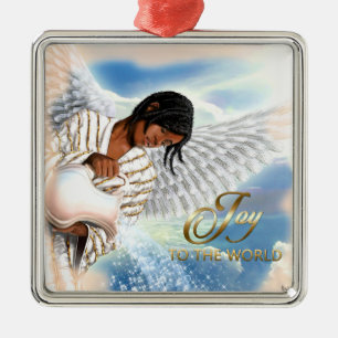 Joy till världen. African American Angel Julgransprydnad Metall