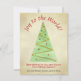 Joy till världen! Enkel vattenfärg Julgran Julkort