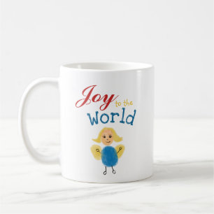 Joy till världen. Julfingeravtryck Angel Art Kaffemugg