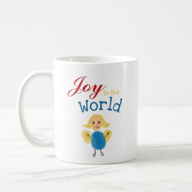 Joy till världen. Julfingeravtryck Angel Art Kaffemugg (Vänster)