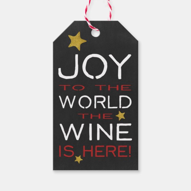 Joy till världen Vin är här i Anpassningsbarna Presentetikett (Framsidan)