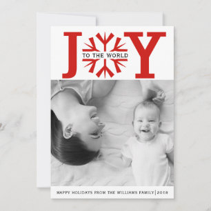 Joy till världens röda snöflingor Juldagen helgdag Julkort