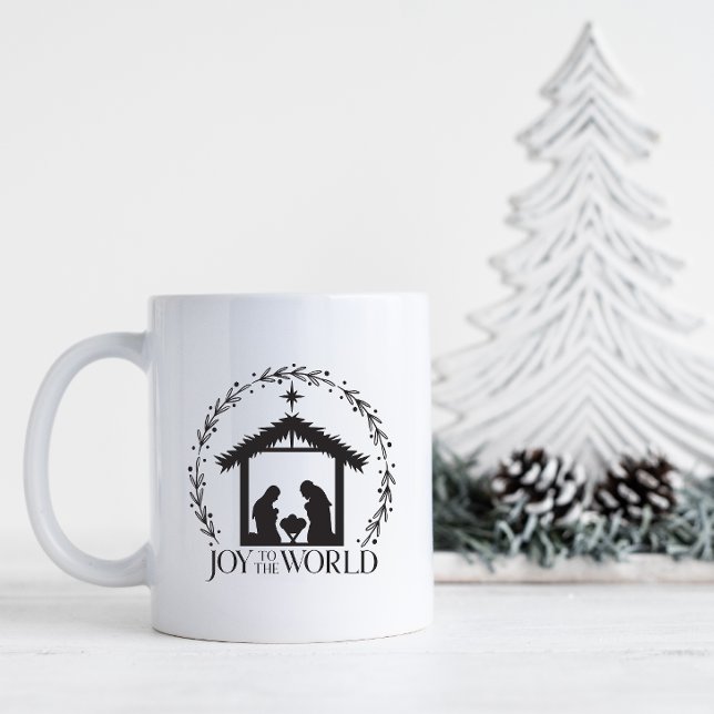 Joy till Världshälsojulen Kaffemugg (Joy to the World Nativity Mug)