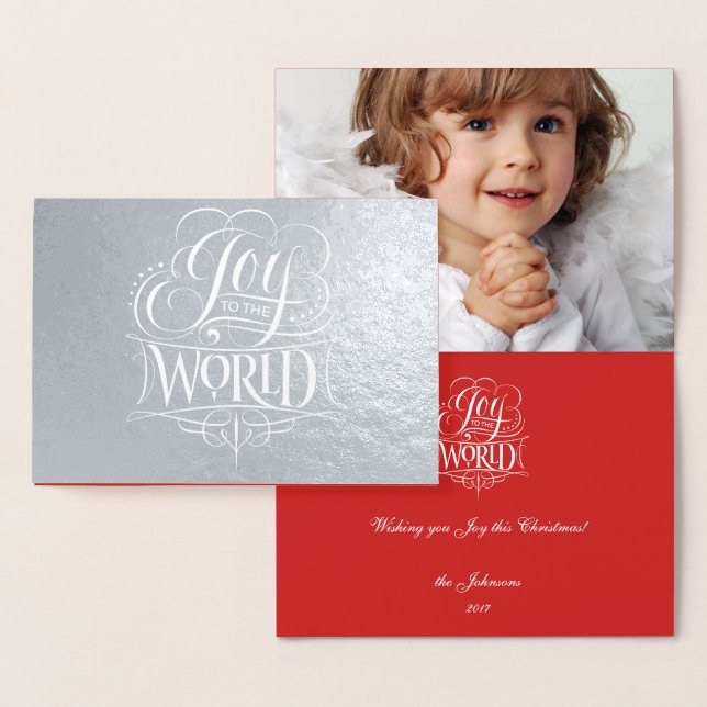 Joy till World Äkta Silver Foil jul Folierat Kort (Display)