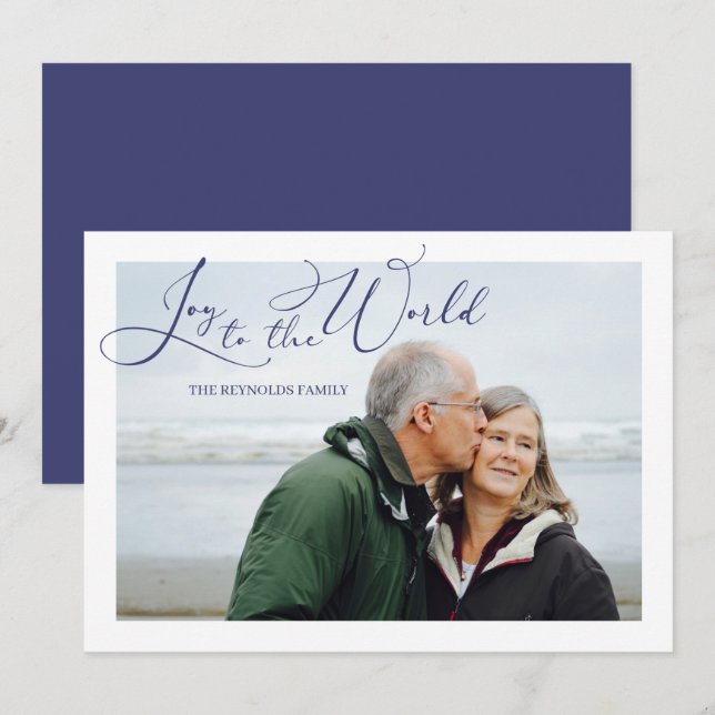 Joy till World Blue Photo jul-Helgdag Card Julkort (Fram/baksida)