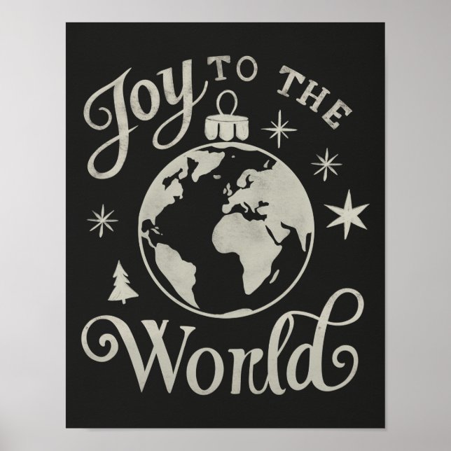 Joy till World Chalkboard Globe Poster (Framsidan)