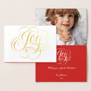 Joy till World Elegant Gold Foil Red jul Folierat Kort