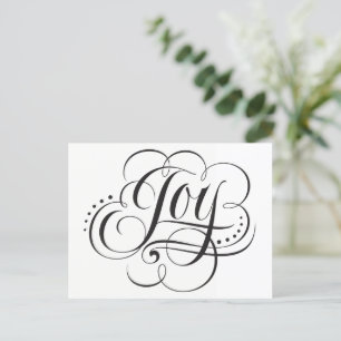 Joy till World Elegant jul Calligraphy Helg Vykort