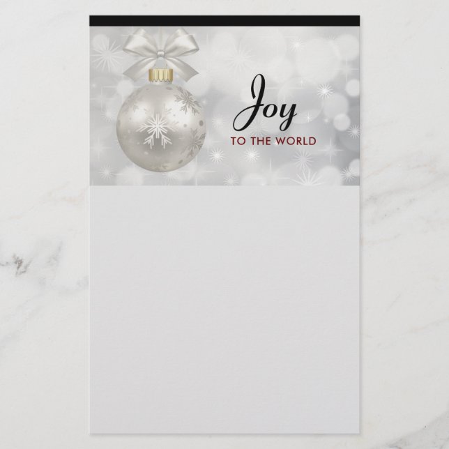 Joy till World Elegant Silver jul Boll Brevpapper (Framsida)