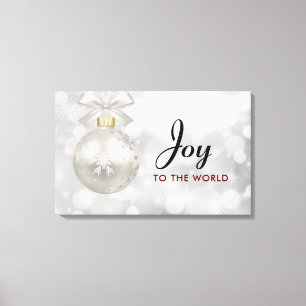 Joy till World Elegant Silver jul Boll Canvastryck