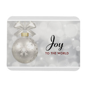 Joy till World Elegant Silver julen Boll Magnet