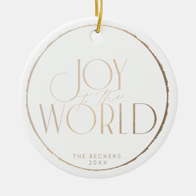 Joy till World faux-guld ram jul/Helgdag Julgransprydnad Keramik (Framsidan)