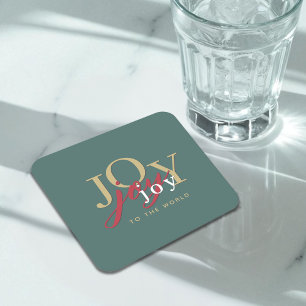 Joy till World Festive Typography-julen Underlägg Papper Kvadrat