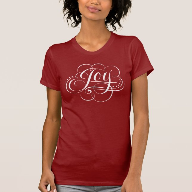 JOY till World Finare jul Calligraphy T Shirt (Framsida)