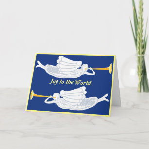 Joy till World God Jul änglar med trumpets Kort