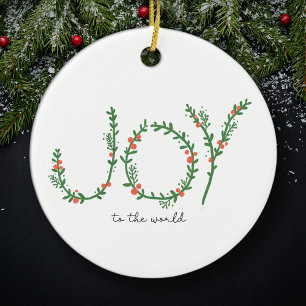 Joy till World God Jul Grönt Wandery & Berries Julgransprydnad Keramik