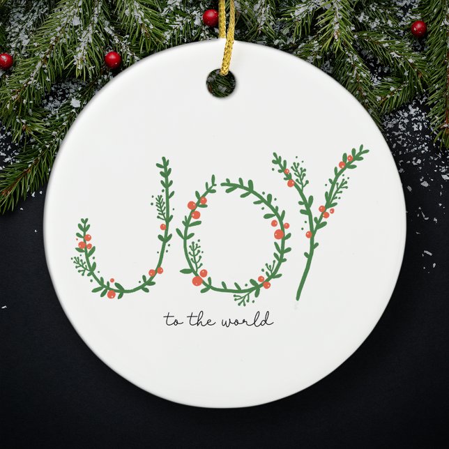 Joy till World God Jul Grönt Wandery & Berries Julgransprydnad Keramik (Skapare uppladdad)