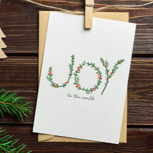 Joy till World God Jul Grönt Wandery & Berries Julkort