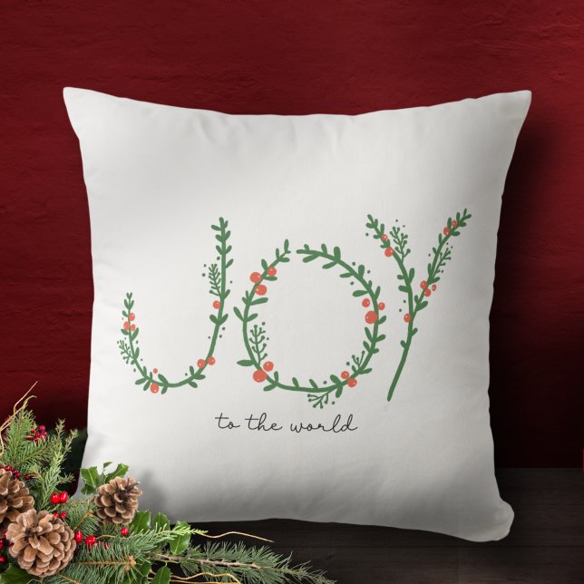 Joy till World God Jul Grönt Wandery & Berries Kudde (Skapare uppladdad)