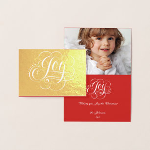 Joy till World Gold Foil Luxury Photo-jul Folierat Kort