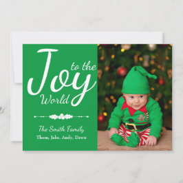 Joy till World Grönt jul Photo Card Julkort