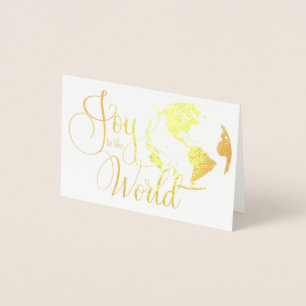 Joy till World Handlettered jul Foil Card Folierat Kort