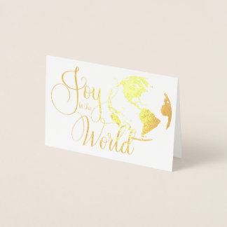 Joy till World Handlettered jul Foil Card Folierat Kort
