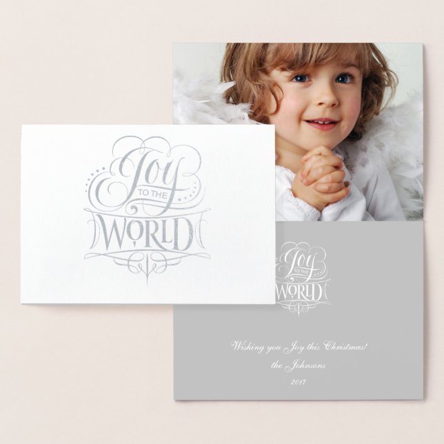 Joy till World Himmelsk Silver Foil-julen Folierat Kort (Display)