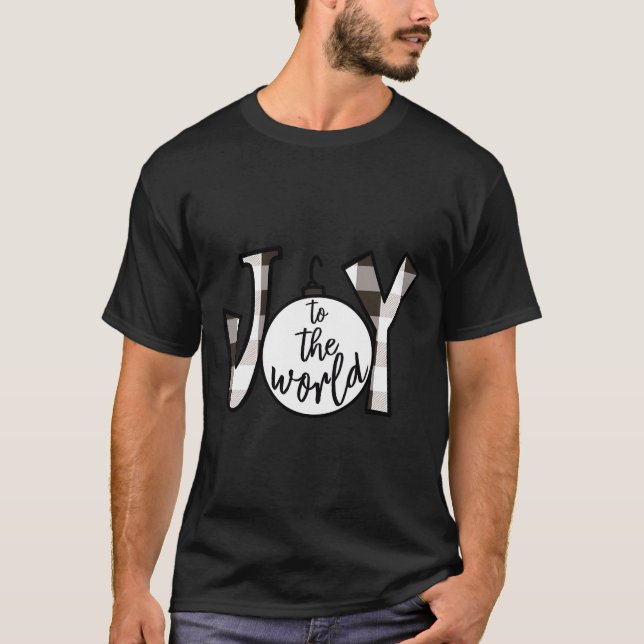 Joy till World jul Black and White Buffalo T Shirt (Framsida)