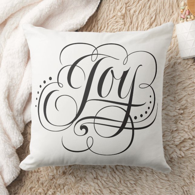Joy till World jul Calligraphy Lettering Kudde (Filt)