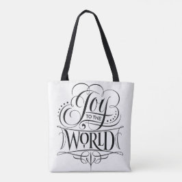 Joy till World jul Calligraphy White Tygkasse