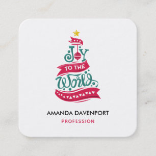 Joy till World Jul Quote Typography Fyrkantigt Visitkort