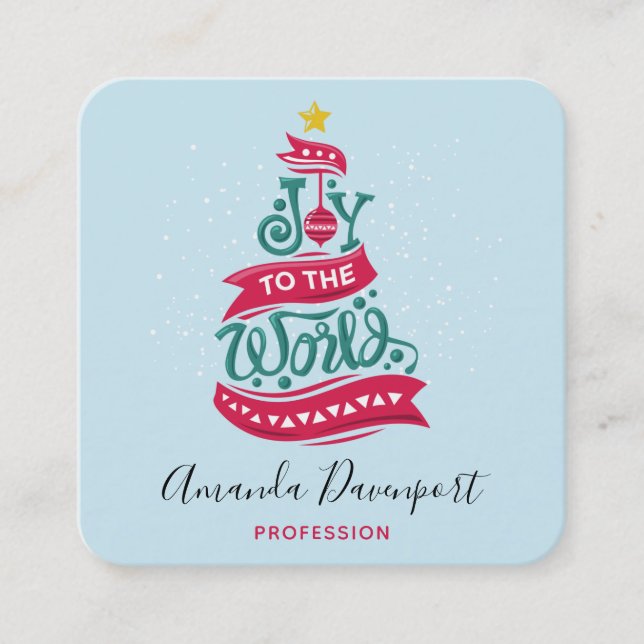 Joy till World Jul Quote Typography Fyrkantigt Visitkort (Framsida)