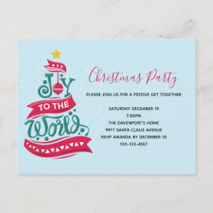 Joy till World Jul Quote Typography Inbjudan Vykort