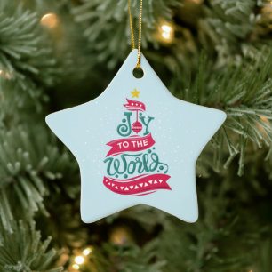 Joy till World Jul Quote Typography Julgransprydnad Keramik