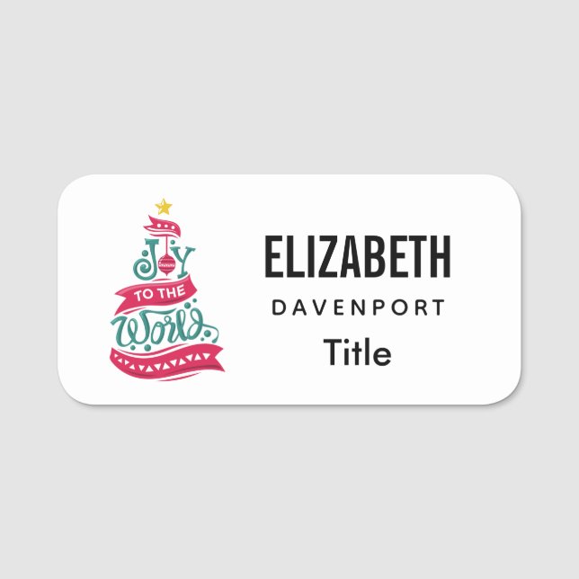 Joy till World Jul Quote Typography Namnbricka (Framsida)