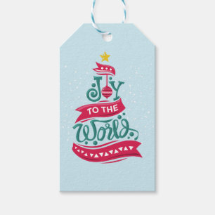Joy till World Jul Quote Typography Presentetikett