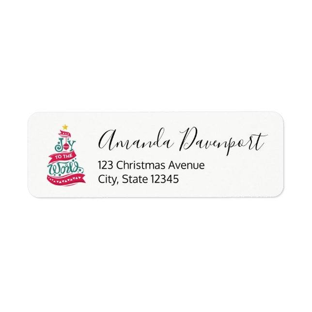 Joy till World Jul Quote Typography Returadress Etikett (Framsidan)